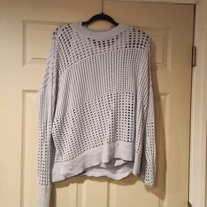 Elegant Perforated Light Gray Sweater